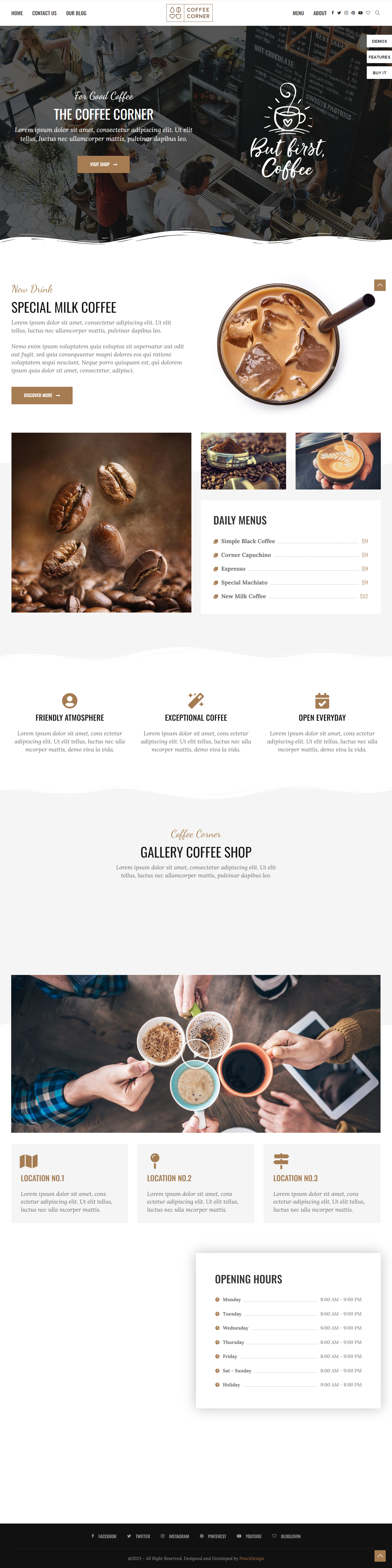 Coffee blog and coffee shop website coffee website food blog website restuarant website webdesign website design wordpress website