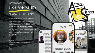 Mobile App about street art. Across the Street figma mobile app mobile app street art street art ui design ux design uxui