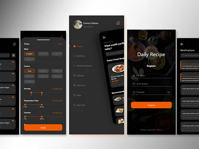 Food Recipe App UI Design for iOS & Android (Figma)- UI UX app design cooking app ui figma ui design food recipie mobile app ui recipe app ui ui ux