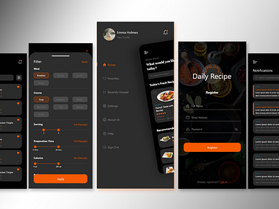 Food Recipe App: IOS Android UI UX Designer app design design food recipie ui ui ux ux