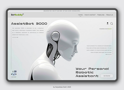 BotBuddy Homepage 3d ai branding design future minimal minimalist robot ui ui design webdesign websites