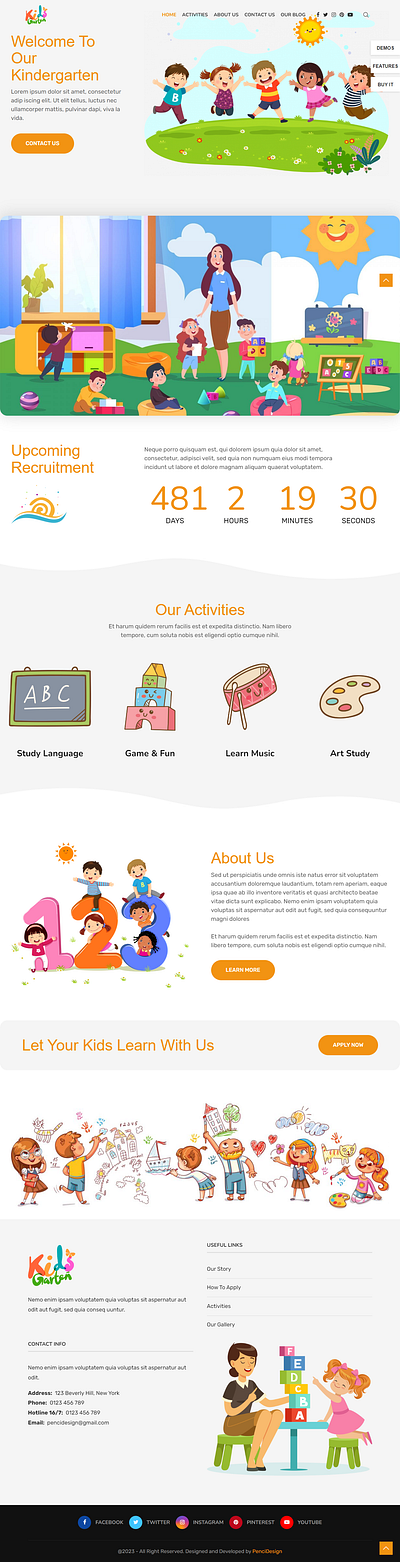 Design a Kid Website for Children using Elementor Pro blog design blog website children website design elementor pro illustration kid website ui webdesign website design wordpress wordpress website