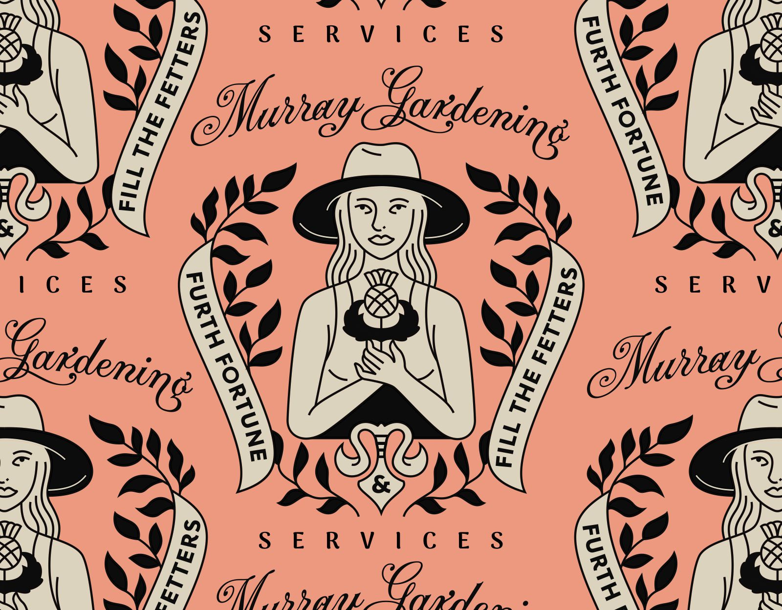 Murray Gardening Services - Merchandise Design apparel badge branding clothing design floral garden geometric graphic design illustration landscape line lineart logo merch merchandise minimal minimalist monoline t shirt