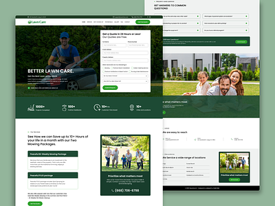 Lawn Care - lawn care business Landing page adobe xd agency branding call to action dark green design design service form graphic design green illustration lawn lawn care logo public service ui ui ux