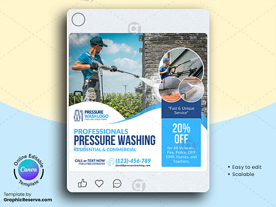 Pressure Washing Social Media Banner Template canva social media template cleaning service canva template pressure wash pressure washing web banner roof cleaning roof cleaning social media roof wash social media banner social media banner social media canva template social media template