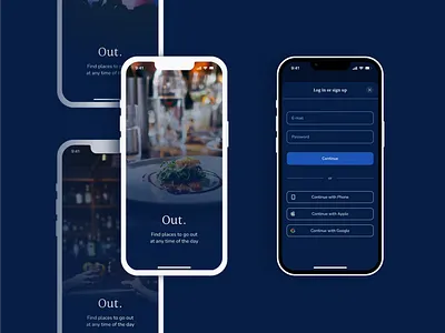 DailyUI 001 / Out. App Sign up screen app app design dailyui dailyuichallenge interface design log in screen mobile design sign up screen ui ui design