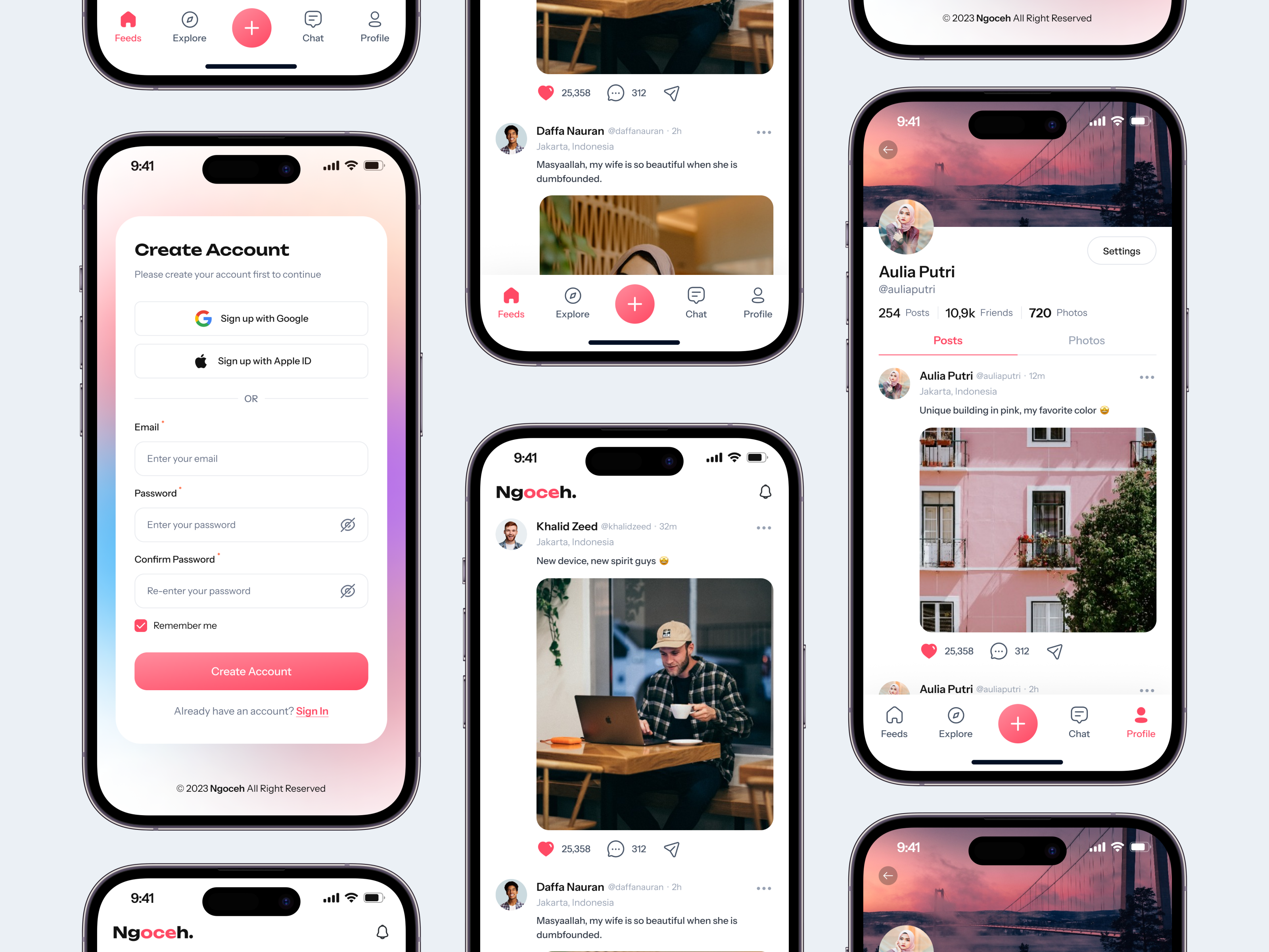 Ngoceh - Social Media App appdesign community facebook figma instagram ios app mobiledesign social social app social media app social media templates sosmed app threads tiktok twitter ui uidesign x