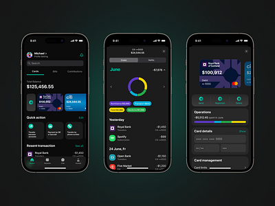 Finance App app dark design finance iphone mobile mobile app product typography ui ux