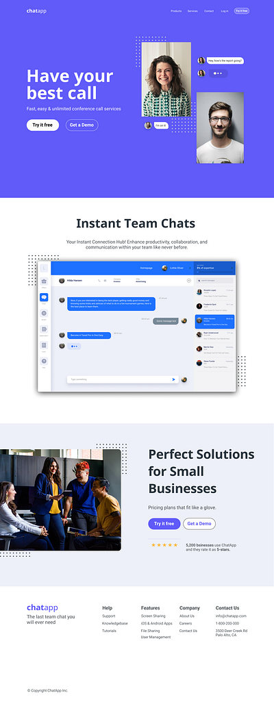 Chat App Web Design Concept chat app figma landing page uiux webflow