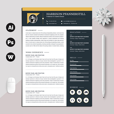 Professional Resume Template 2 pages resume a4 clean clean resume cv clean cv doc cv elegant cv template elegant elegant resume indesign