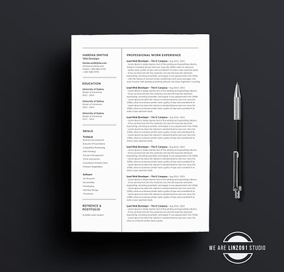 Resume CV a4 black bright career clean clean cv clean resume cover letter creative creative resume curriculum vitae design docx editable elegant job light