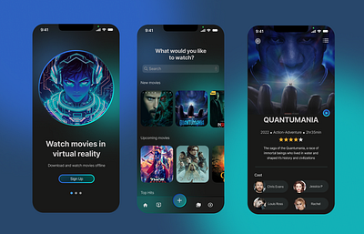 CineWave: A movie streaming application branding design ui vector