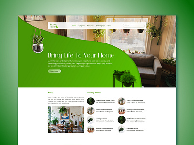 Indoor Plant Care Blog Website blog design blog website design design ui ui design uiux user interface web design