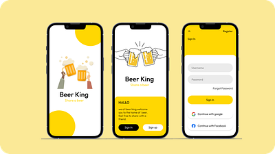 Beer King alcohol app beer design mobile onboarding ui