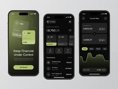 Zangu - Finance Mobile App app design balance bank bank app banking convert rate currency e wallet finance finance app finance graph financial fintech mobile app design mobile banking mobile design mobile finance mobile ui transactions wallet