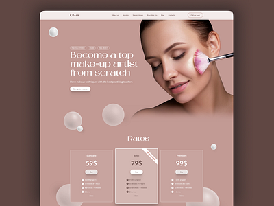 Glam Makeup Courses courses design fi figma inter interface makeup ui website