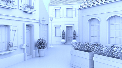 Village alley 3d background maya