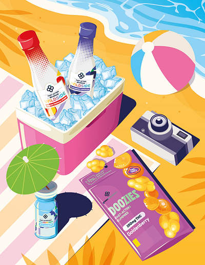 Cannabis products / Summer Poster 90s cannabis design flat illustration illustrator minimal retro summer vector vibe