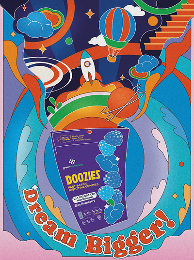Cannabis Gummies Poster cannabis design flat gummies illustration illustrator minimal packaging retro