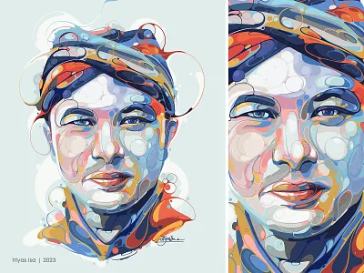 Nicholas Saputra abstract biomorphic art colorful illustration liquid portrait portrait illustration portraiture splash unique design unique style