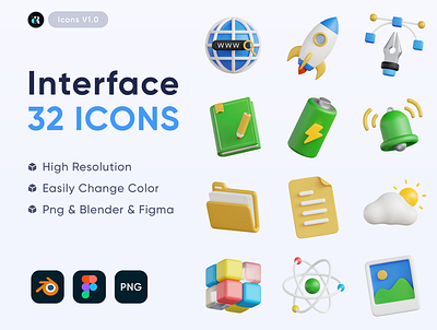 Interface 3D Icon Assets 3d 3d icons assets blender icon