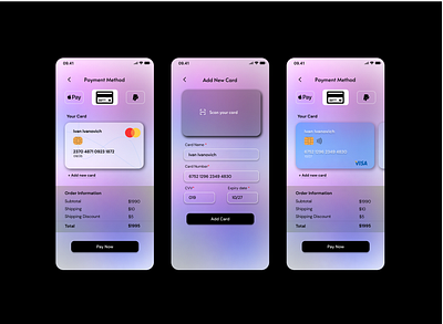 Credit Card Checkout card credit card checkoit credit card payment dailyui gglassmorphism payment card payment method purple scan card ui