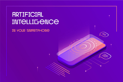 AI in your phone | Isometric illustration | technology ai artificial intelligence cyberpunk design graphic design illustration isometric poster robot techno technology typography vector