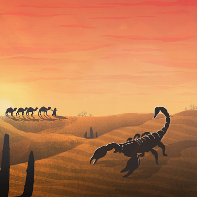 Scorpion On a desert concept art illustration