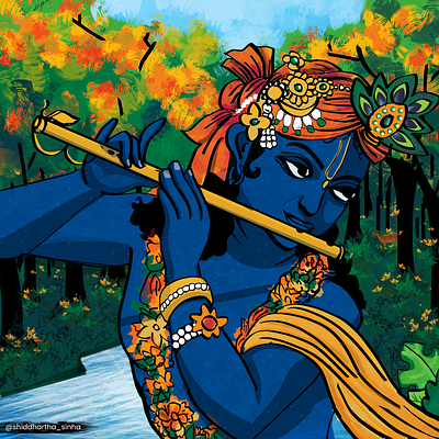 Krishna concept art design forest art illustration