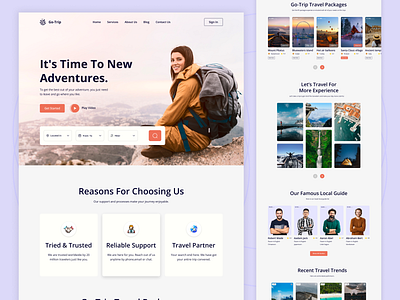 Travel Agency Landing Page branding design go trip travel agency landing page logo nature tour travel agency travel blog travel booking travel guide travel landing page travel ux ui travel web travel website trip planner ui ux vacation website