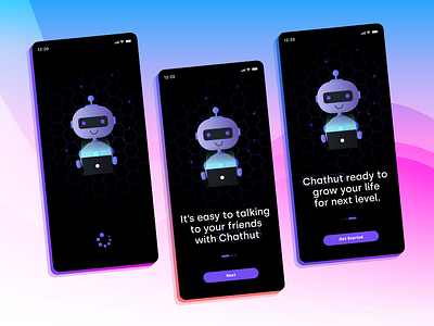 Chat GPT app Onboarding Screens ai ai assistant ai helper app app assistant app design apps design chat gpt chat gpt app dark app gpt app virtual assistant