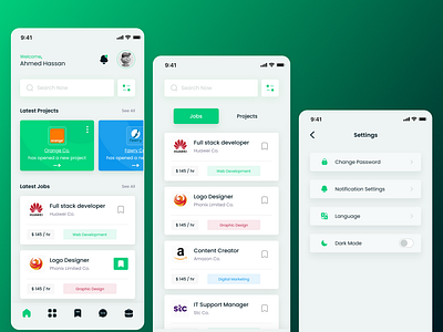 Mobile App UI Design - Freelancing and Recruitment App application design freelancing mobile mobile app screens ui uiux user interface ux