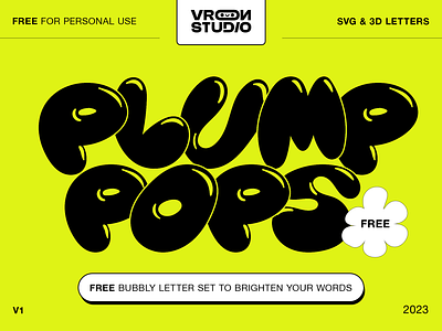 PlumpPops v1 by VroonStudio™️ alphabets bubbly font free freebie graphic design letters mockup poster rounded shapes text typeface