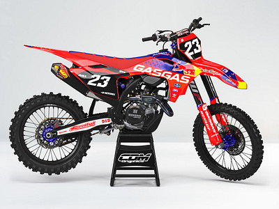 MOCKUP RENDERING GAS GAS MC 450 2024 branding graphic design illustration logo motorcross vector vichle warp vinyl