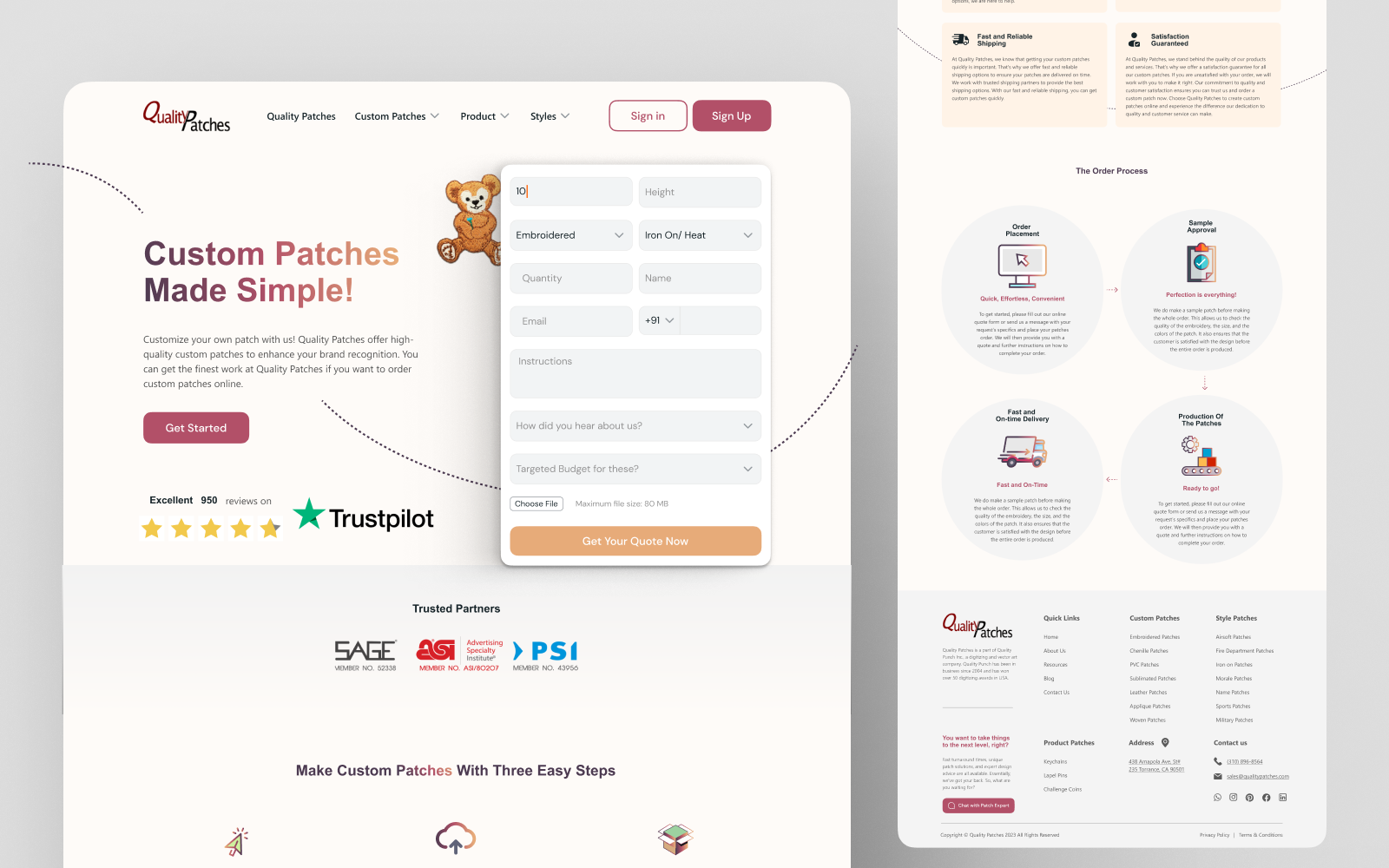 Patches Website | Quality Patches branding creative design graphic design illustration logo mockup typography ui ux vector web design website