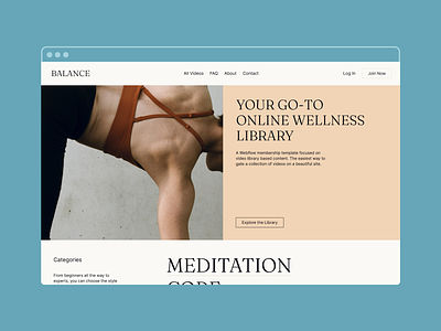 Balance Content Library Template content library meditation membership template webflow wellness yoga