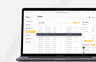 POS - TastyGood Dashboard - Order dashboard design food point of sale pos product product design restaurant ui ux web website