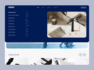 Urrea Menu bathroom menu menu design navigation ui ui design ux ux design web design website