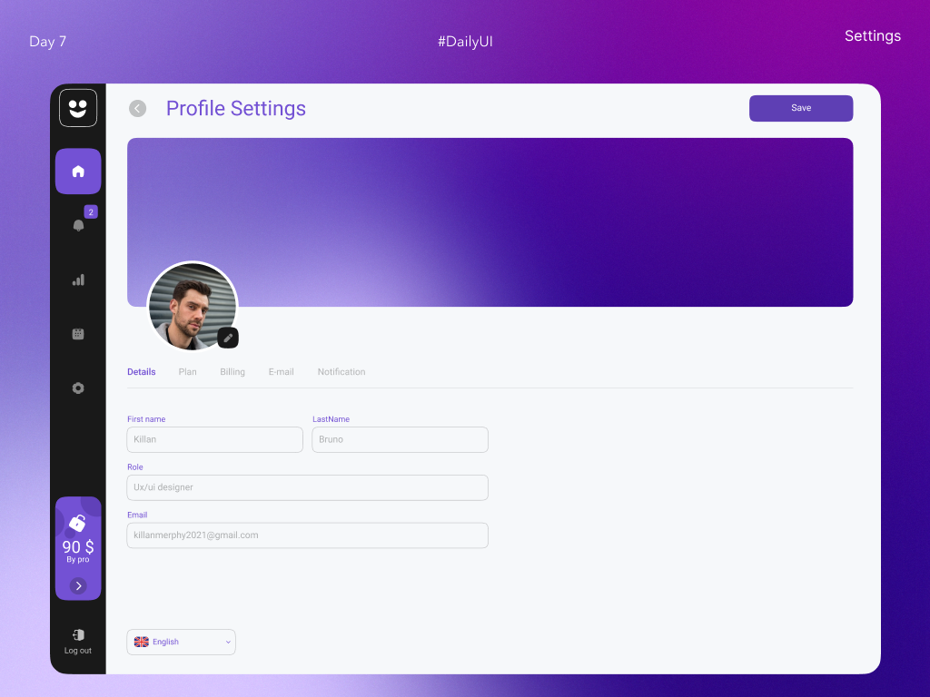 #DailyUI Day 7 Settings dailyui design graphic design logo motion graphics ui ux vector