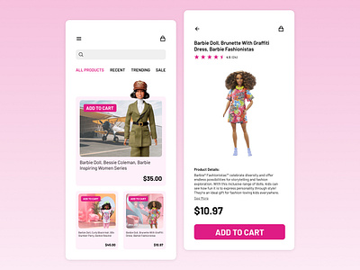 Barbie Store - Mobile App app eshop mobile product design