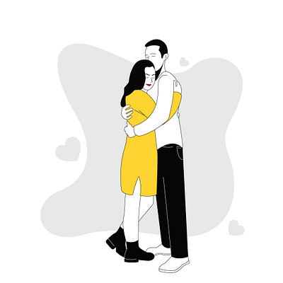 Love boyfriend design flat hugging illustration inlove lovers minimal line partener relationship vector