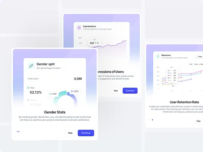 🕹 Dialogues & charts analysis app card chart cohort dashboard design dialogue game graph guide illustration minimal pop up ui wizard