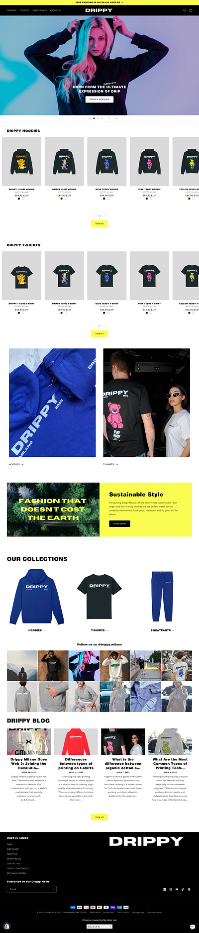 Drippy Milano E-Commerce & Branding by My Web Lab - Web Agency branding ecommerce online store seo shopify uiux design web agency web design web designer