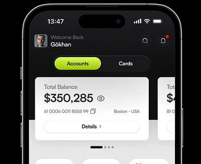 Bank App ⚡️ adobe xd card design dark app design figma finance app graphic design illustration mobile app design ui ux web design