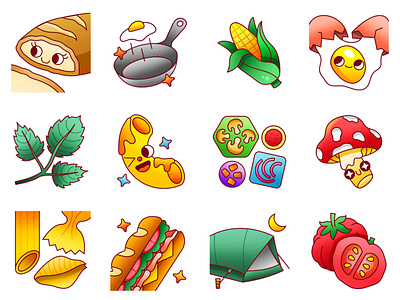 Eat At Dads – Illustrated Twitch Emotes branding character design chef colorful cooking cute design eating emoticons flat food character food icons iconography illustration illustrator monoline simple texture twitch emotes vector