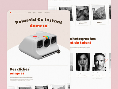 Polaroid Camera 3d camera design grey homepage hp image photo polaroid ui ui design