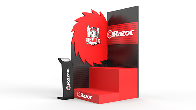 Razor Stand 3d booth branding creative graphic design shop in shop stand
