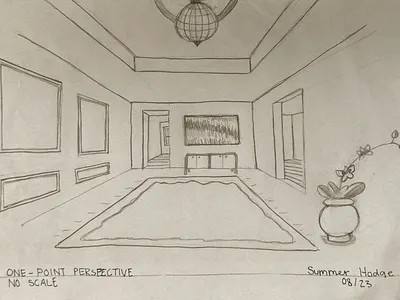 One-Point Perspective No Drawing Guidance Sketch illustration