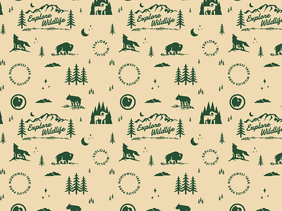 NW Trek Giftwrap pattern branding illustration nw pattern pnw vector wildlife