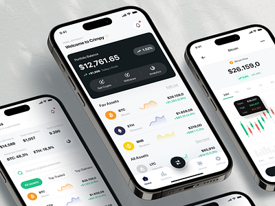 Crypto Wallet App - Crimpy🚀 assets bitcoin coinbase crypto crypto app crypto mobile crypto wallet app cryptocurrency design exchange finance app home screen investment app market mobile app statistics page ui ux wallet app